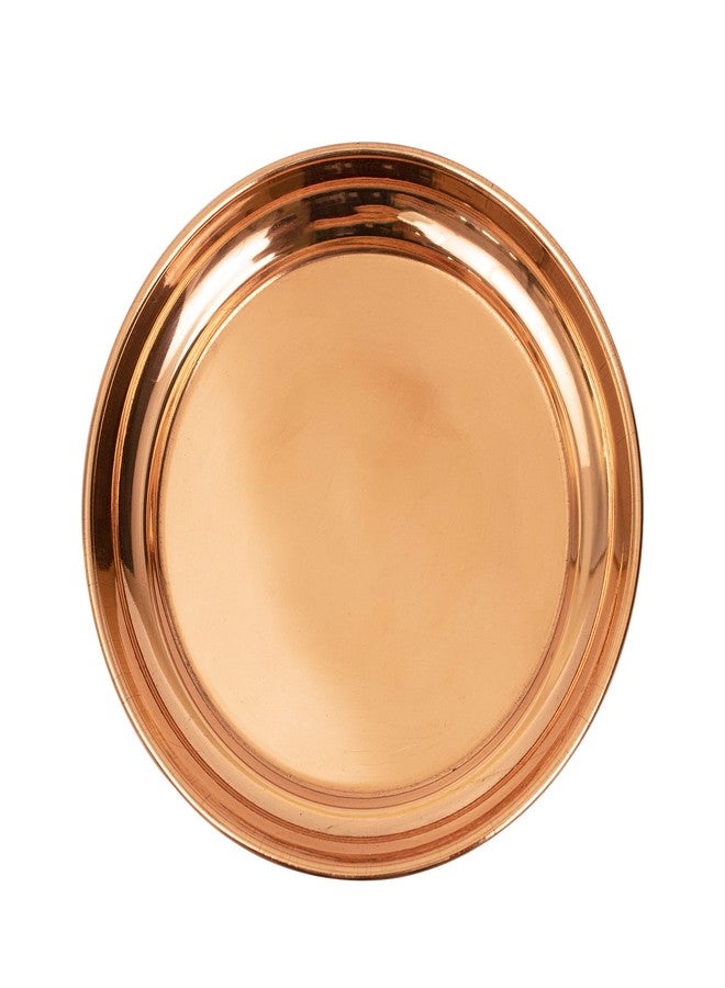 Spillbox طبق نحاسي نقي تقليدي من Spillbox للطقوس الدينية (بوجا/آرتي) | طبق مصباح زيتي (ديباك ديبام) للمنزل/المعبد | طبق ثالي للمعبد، الأيورفيدا، والاستخدامات الطقسية - طبق نحاسي عادي (مقاس 6) - Image 4